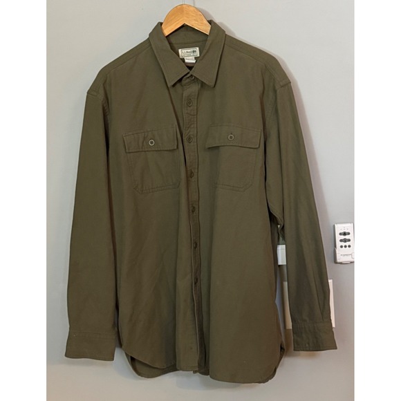 LL Bean Other - LL Bean Mens Long Sleeve‎ Button Up Shirt Olive XL Soft Brushed Cotton Casual